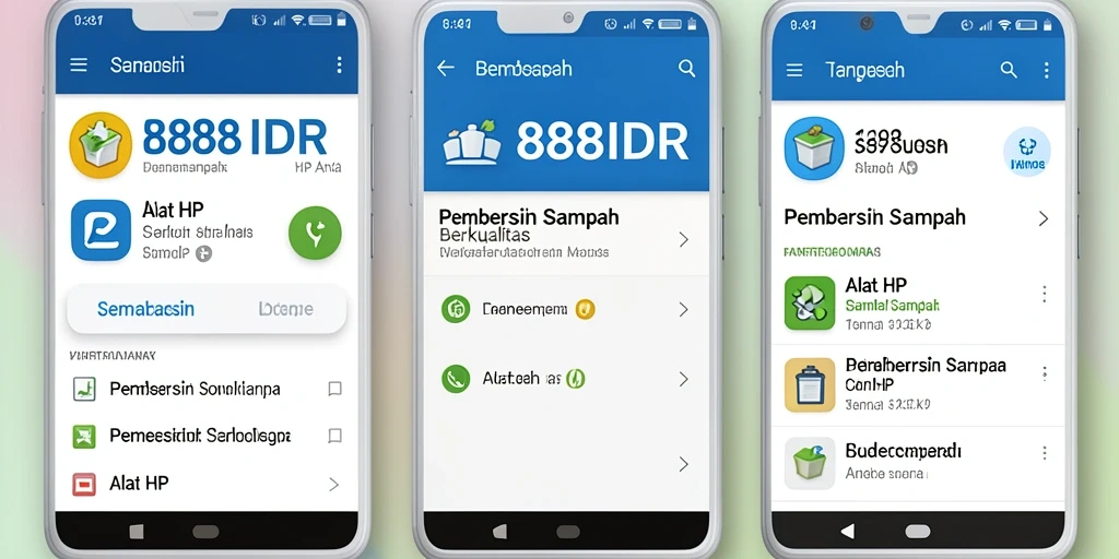 Antarmuka 888IDR menunjukkan fungsi lengkap pembersih sampah.