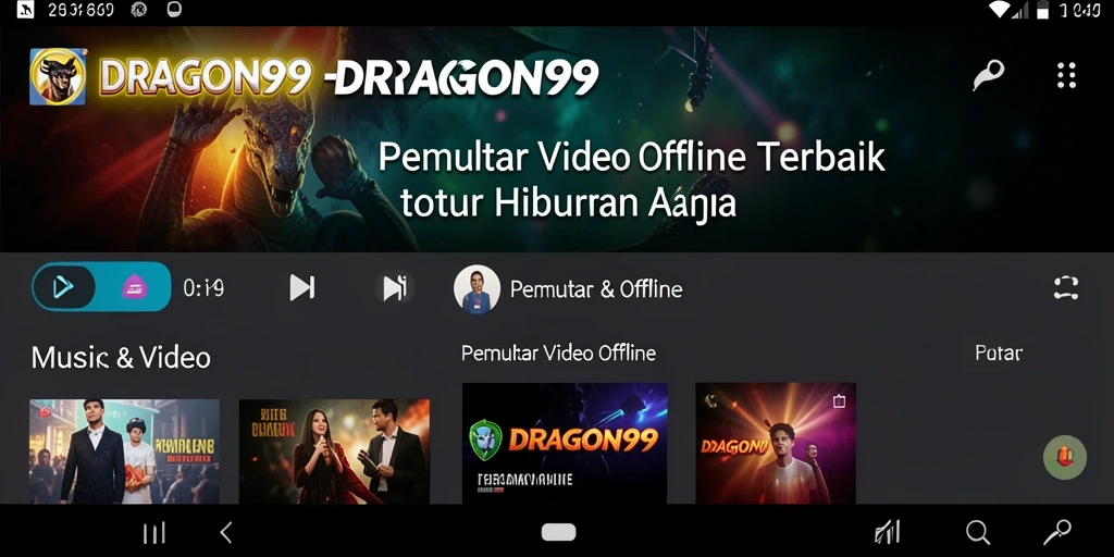 Tampilan antarmuka DRAGON99 dengan fitur Pemutar Video Offline.