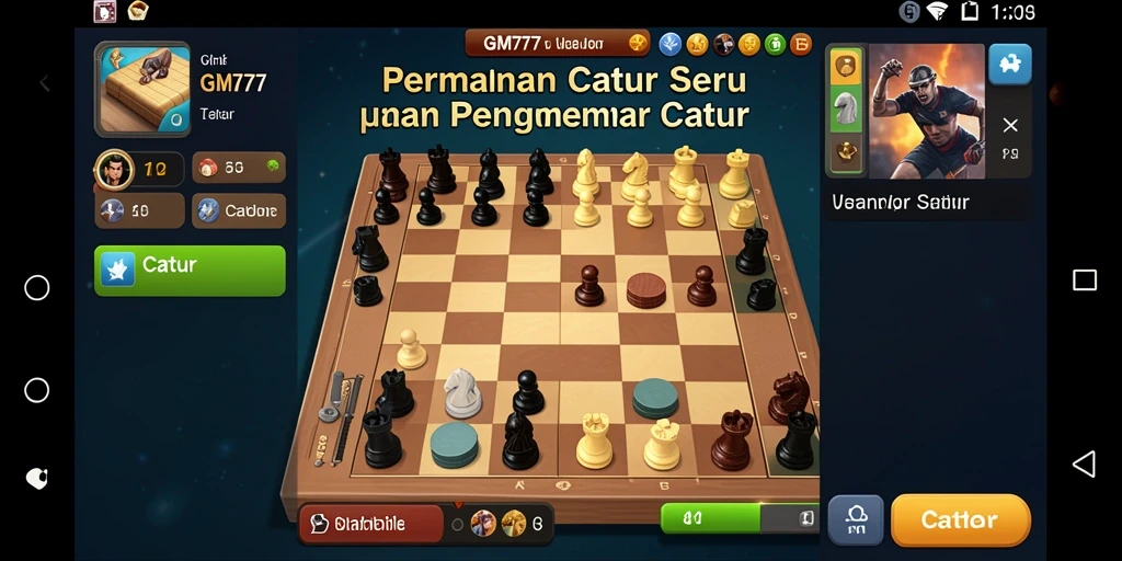Tampilan antarmuka GM777 yang menarik untuk permainan Catur.