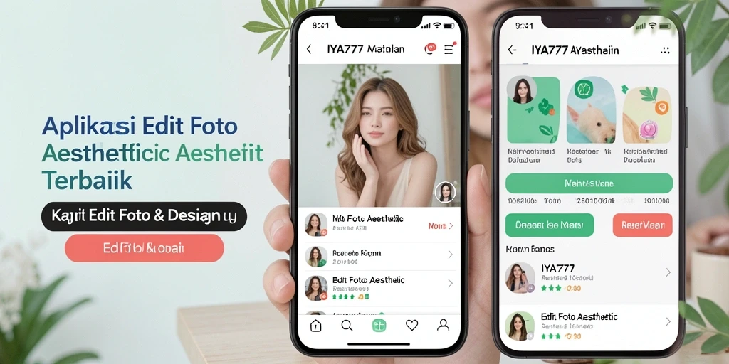 Tampilan antarmuka aplikasi IYA777 untuk edit foto aesthetic.