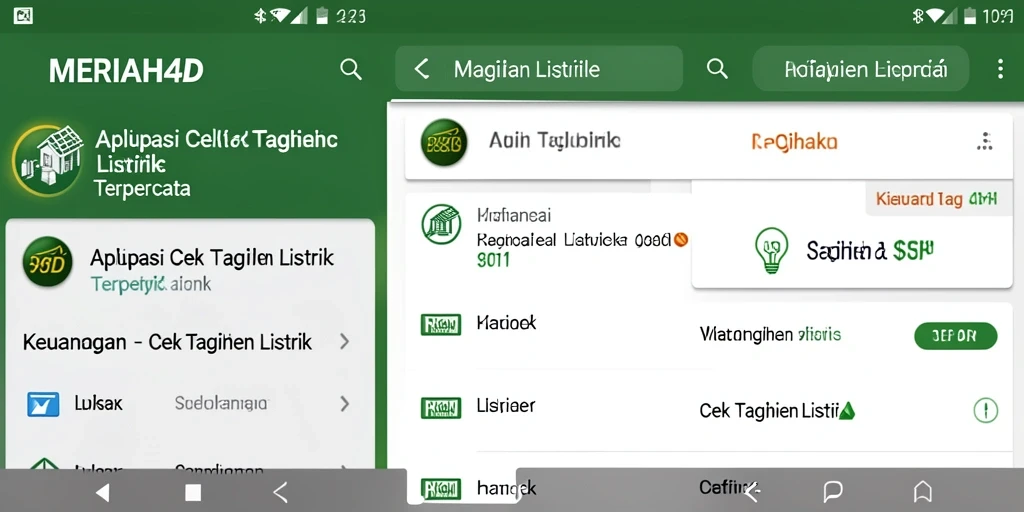 Antarmuka aplikasi MERIAH4D untuk cek tagihan listrik.