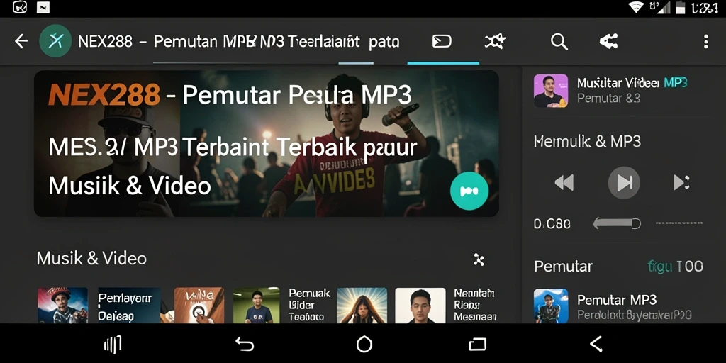 Antarmuka pengguna NEX288 saat memutar lagu MP3.