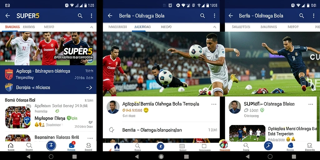 Antarmuka SUPER5 yang informatif dan menarik tentang olahraga bola.