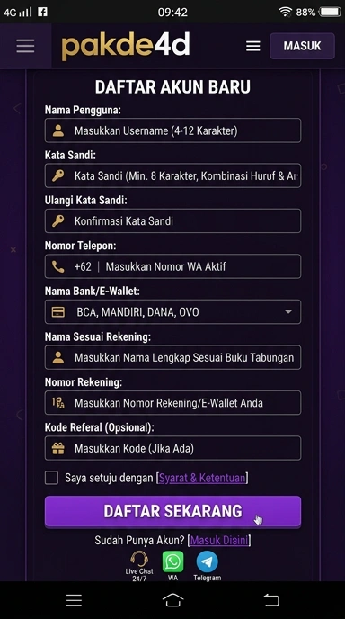 Panduan Membuat Akun Baru di pakde4d
